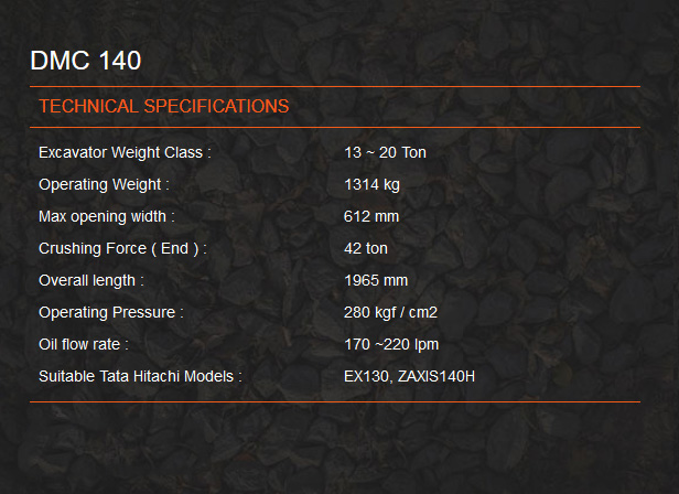 DMC140 new tata hitachi backhoe loader