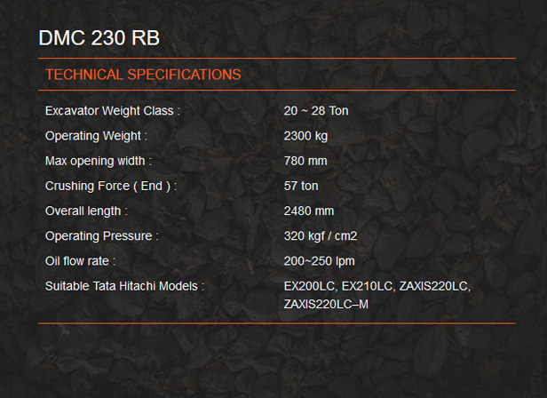 DMC230RB new tata hitachi backhoe loader